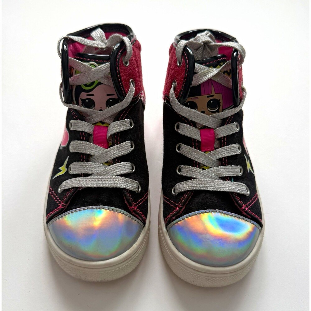 LOL Surprise Rock On High Top Sneakers Girls Size 10 Black Pink Iridescent
